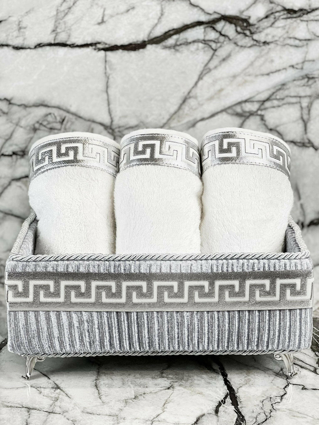 Anka Grey & Silver Towel Box Set